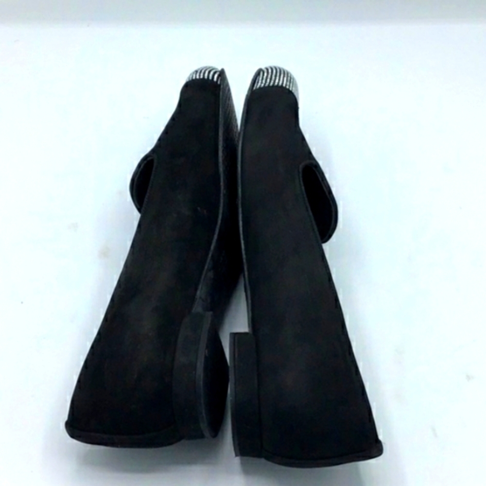 Stuart Weitzman Black Silver Lingo Studs Nubuck Loafer Size 8 - Picture 7 of 11